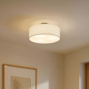 B-Ware Lindby Deckenleuchte Lampe Sebatin LED Leuchte dimmbar weiß Ø40cm Stoff nickel