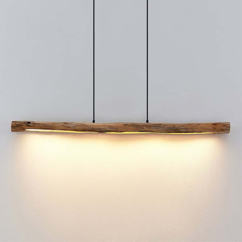Lindby Hängeleuchte Nekala LED dimmbar Eukalyptusholz 120cm Pendelleuchte Lampe - 4251096597868