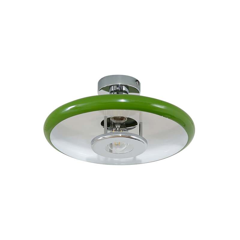 Lindby Deckenleuchte Branford Retro grün Ø 35 cm dimmbar Metall 15 W E27 - 4255830903410