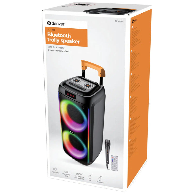 Denver TSP-456 BT Lautsprecher 600W AUX USB Bluetooth akkubetrieben schwarz - 5706751074349