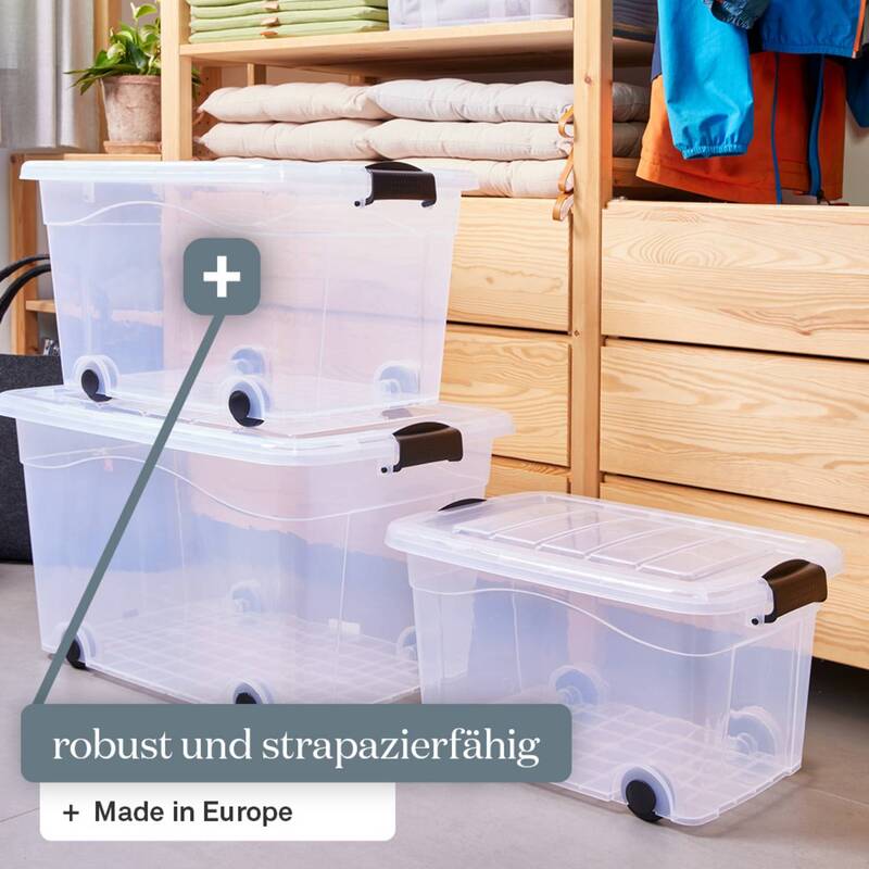 Siena HOME Aufbewahrungsbox Anzio 20l mit Deckel und Rollen 45x33.5x25cm klar - 4055938502030