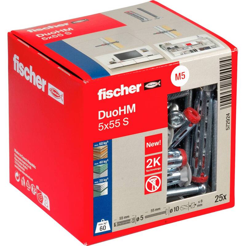 Fischer Hohlraumdübel DuoHM 5x55mm 25 Stück Polyamid für Gipsbauplatten robust - 4048962524024