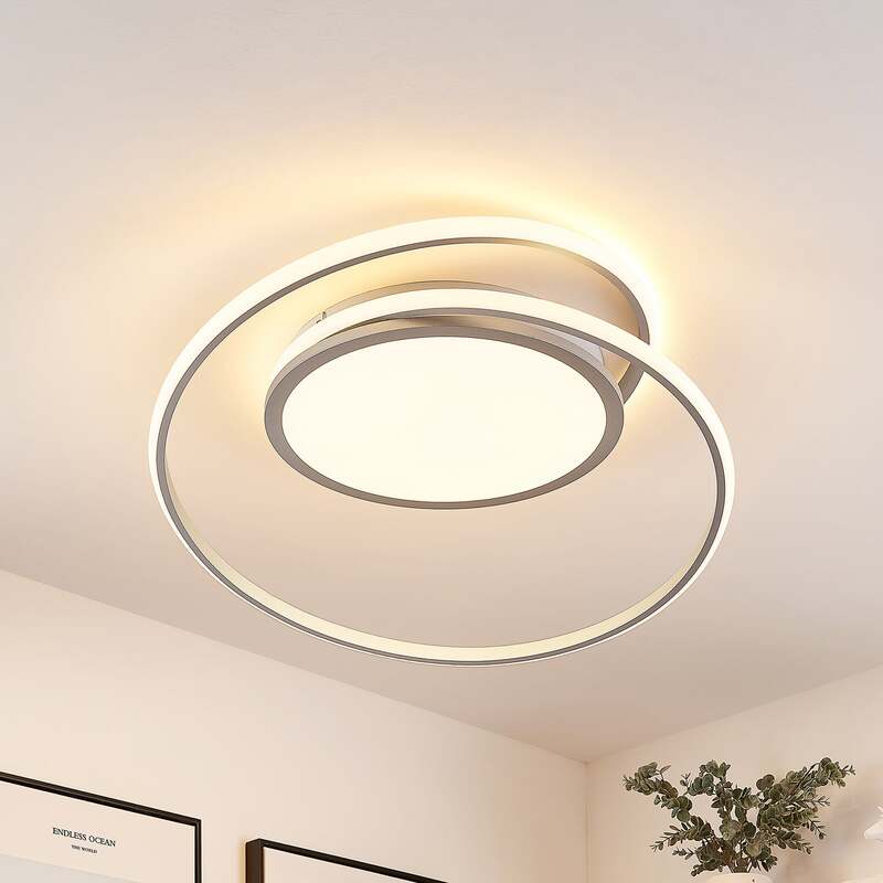 Lucande Deckenlampe Deckenleuchte Noud LED Lampe dimmbar silber Ø40cm - 4251096597660