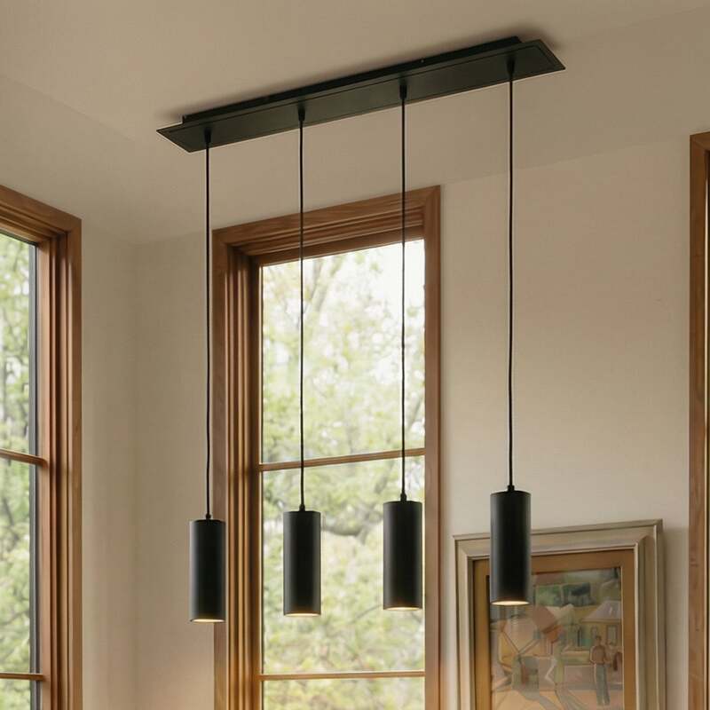 Lindby Hängeleuchte Joffrey LED Pendelleuchte dimmbar schwarz 76cm 4-flg. - 4251096573039