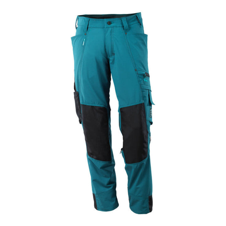 Mascot Hose mit Knietaschen Stretch Hose Gr. 90 C50 Dunkelpetroleum Arbeitshose - 5711074575282