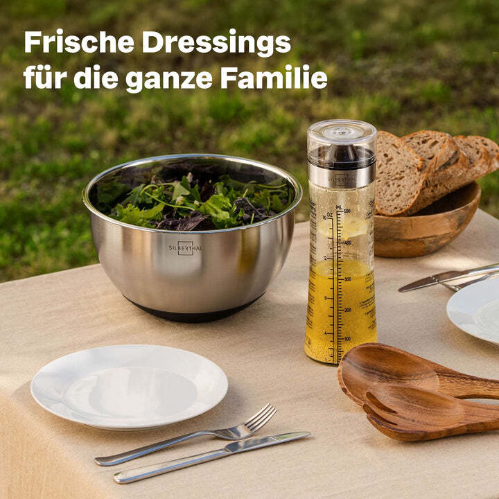 SILBERTHAL Dressingshaker Mixer Glasflasche 500ml Küchenhelfer Marinaden Soßen - 4260470462548