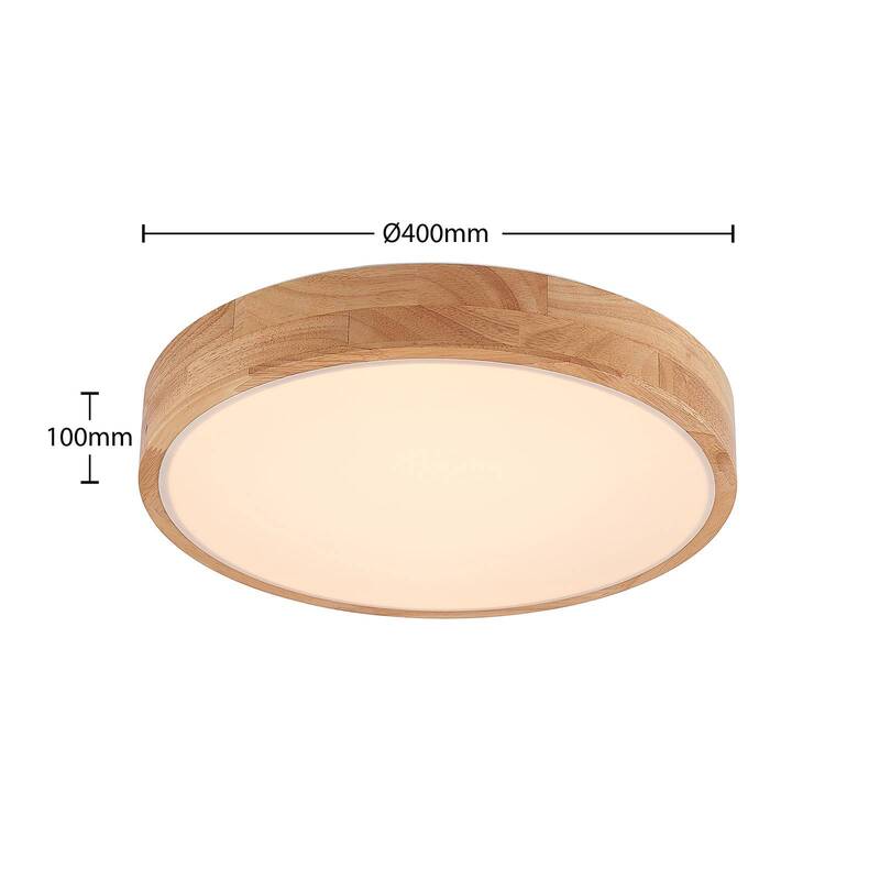 Lindby Deckenleuchte Holz/Weiß Milada LED Lampe dimmbar CCT Fernbedienung 40cm - 4251096589948