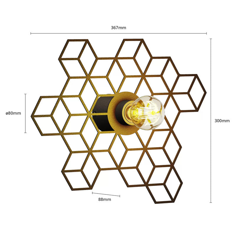 Lucande Alexaru Wandleuchte dimmbar Waben Wandlampe schwarz modern Dekolicht - 4251096579932