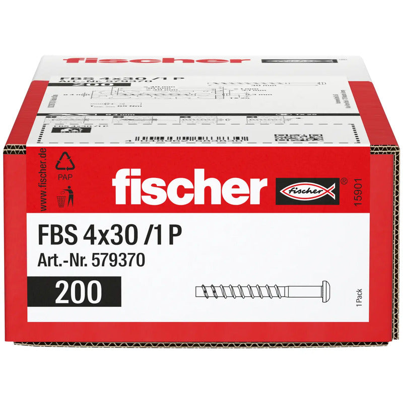 Fischer Betonschraube 30mm TX galvanisch verzinkt 200 Stück Schraube Befestigung - 4048962583830