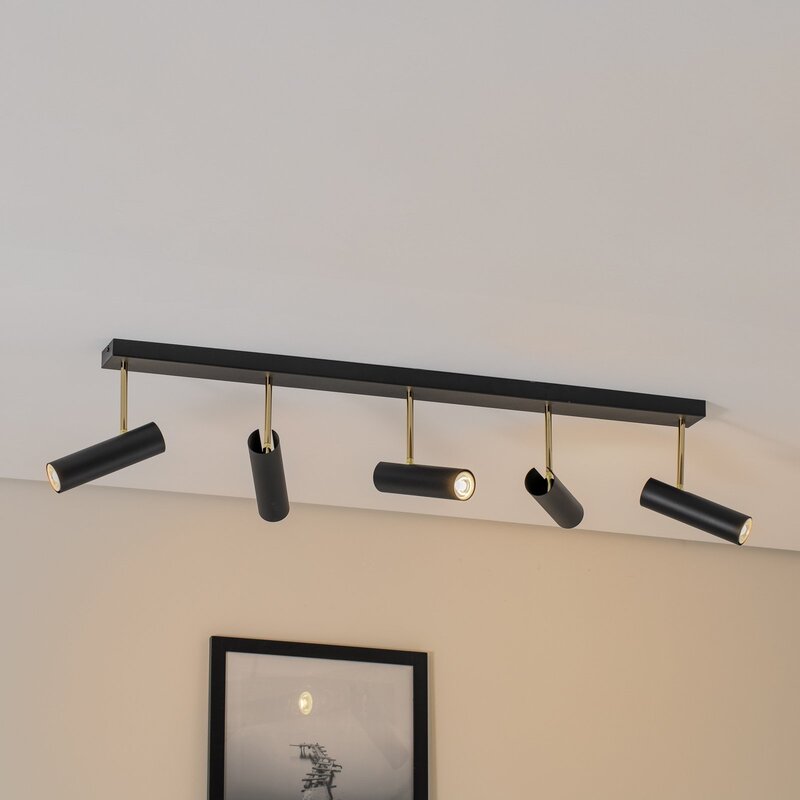 Luminex Deckenleuchte Lampe Axion Leuchte LED 5-flammig Stahl schwarz gold GU10 - 5907565943191