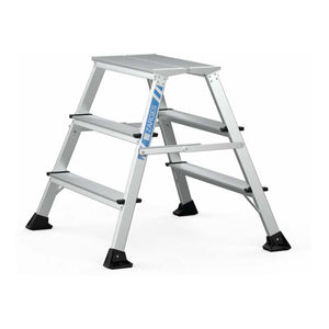 B-Ware Zarges XLstep Arbeitspodest Podest breit 2x3 Stufen 150kg 0,74m Höhe 600x300mm