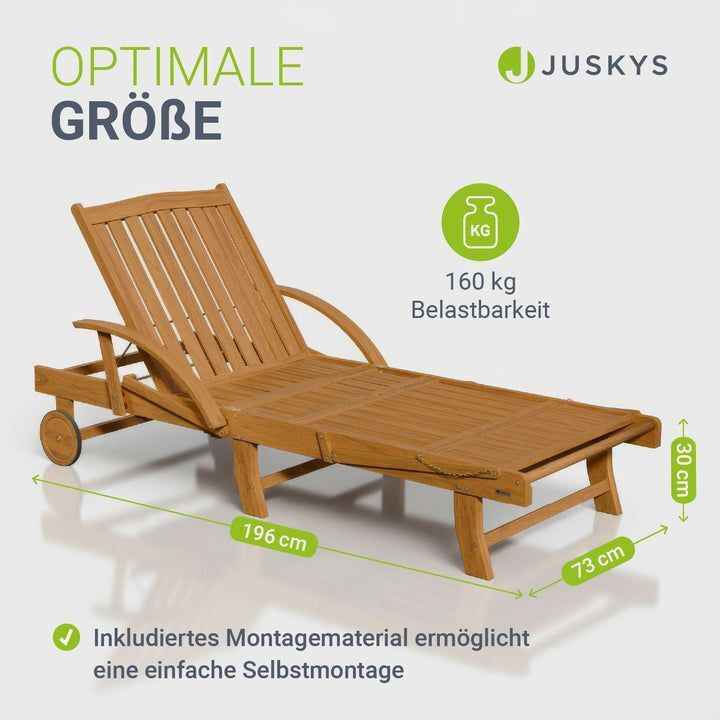 Gartenliege klappbar Sun Scape Sonnenliege wetterfest Akazienholz verstellbar - 4262437187457