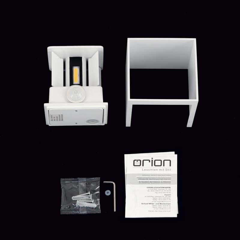 ORION LED-Außenwandleuchte Cube-S weiß mit Bewegungsmelder IP54 700 lm - 9003090277179