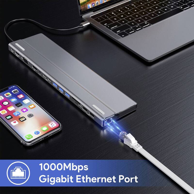 Renkforce USB-C Dockingstation RF-DKS-902 mit Kartenleser 4K HDMI grau - 4064161246857