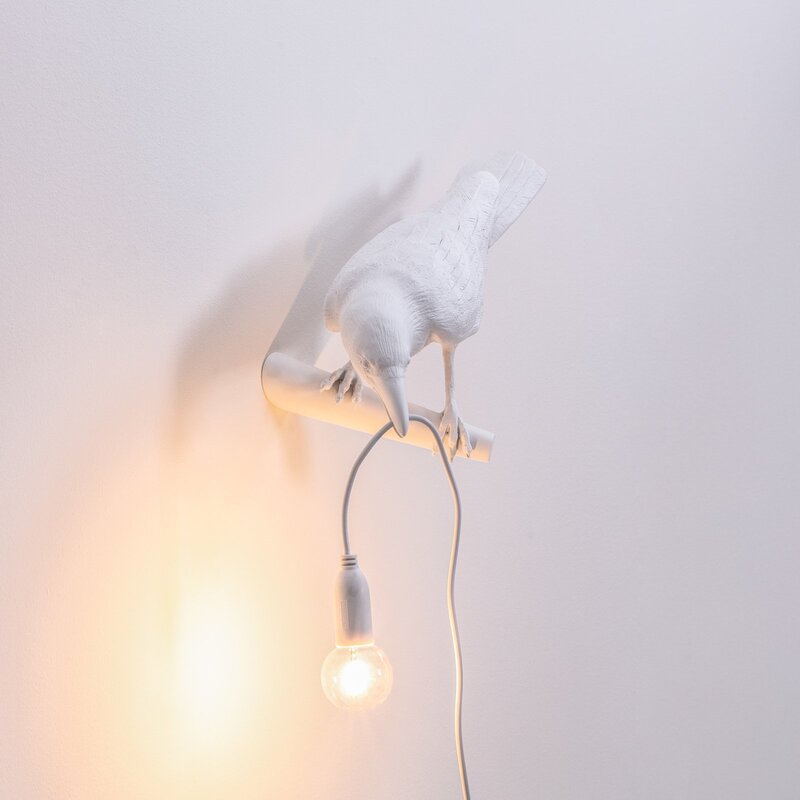 Seletti Wandlampe Wandleuchte Bird Lamp LED weiß Kunstharz Blick links - 8008215147345