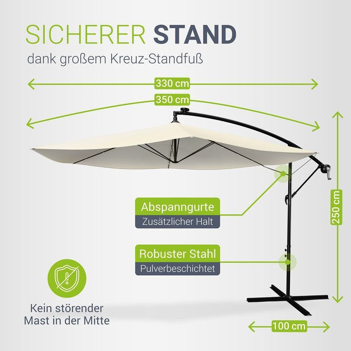 LED Ampelschirm Garten Brazil Sonnenschirm mit Kurbel und LED-Beleuchtung - 4260565520283