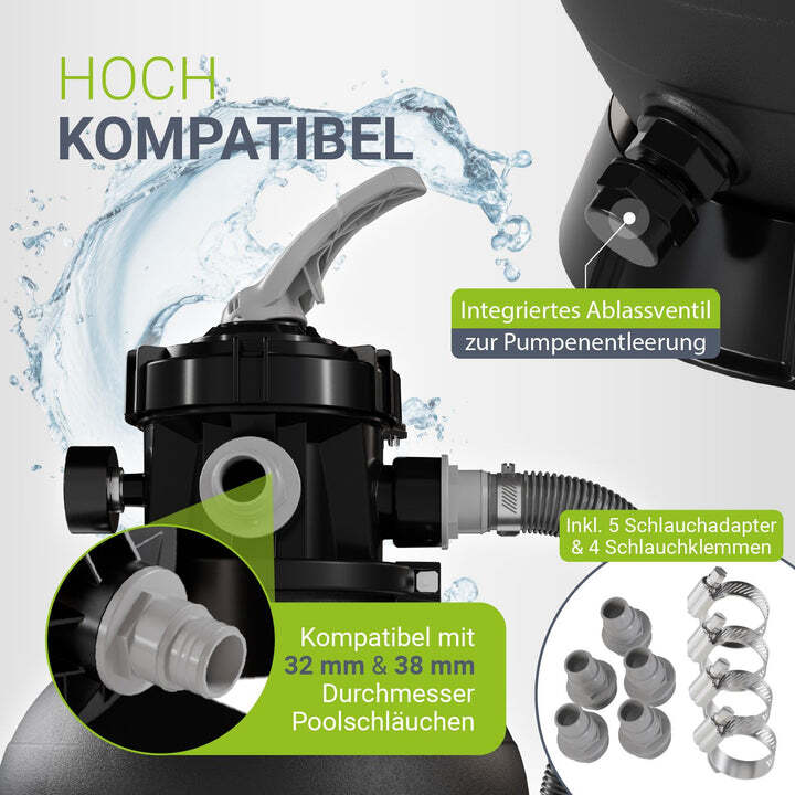 Sandfilteranlage für Pools bis 47m³ Pumpe Filterbälle für klares Wasser 400 W - 4262437187303