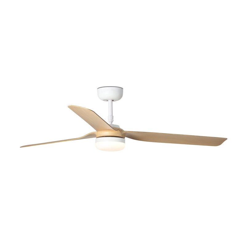 FARO BARCELONA Deckenventilator Punt M DC LED weiß/Holz hell Ventilator Lampe - 8421776250840