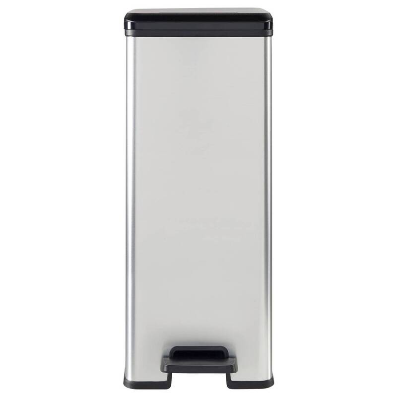 Curver Mülleimer Abfallbehälter 40l Silber Schwarz Pedaleinsatz 250x610x420mm - 3253922340007