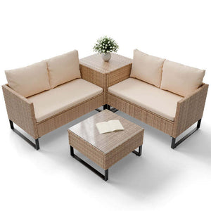 B-Ware Gartenlounge Santorini modulare Polsterlounge für 4 Personen inkl. Kissenbox