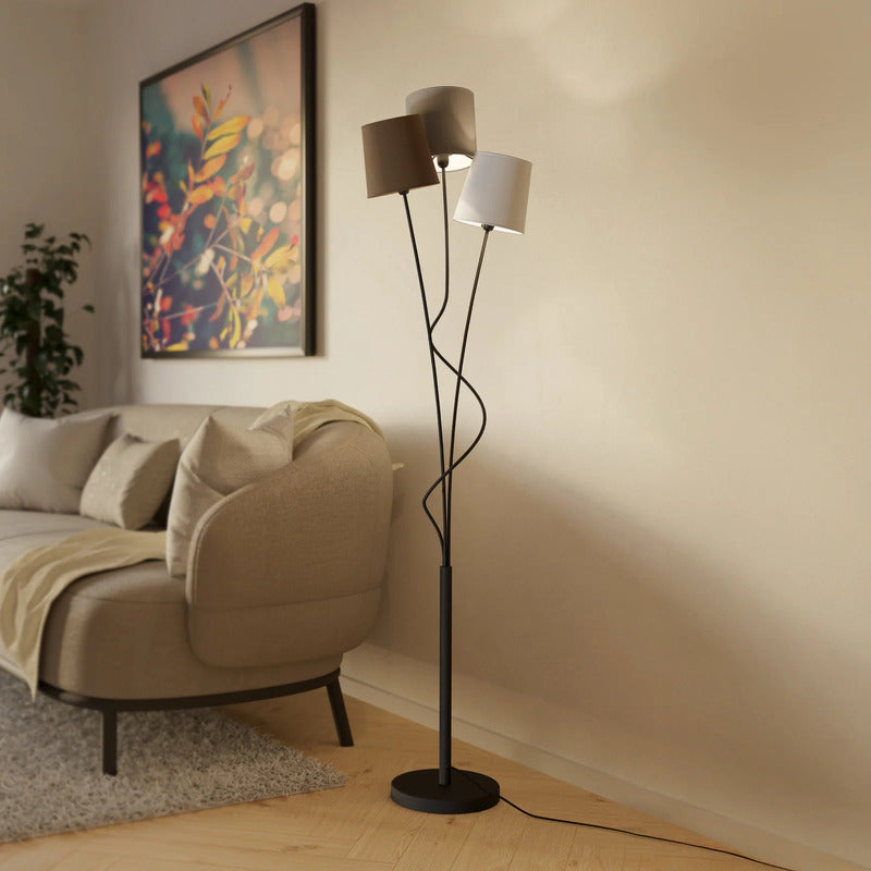 Eglo Stehleuchte Maronda Lampe mit drei Textilschirmen bunt schwarz 152cm - 9002759949952