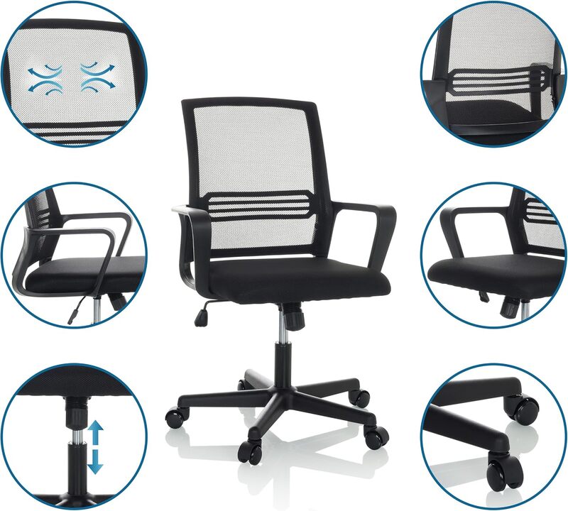 hjh OFFICE Bürostuhl Drehstuhl Büro-Stuhl STAR-TEC YU I Büro Netzstoff schwarz   - 4064323028512
