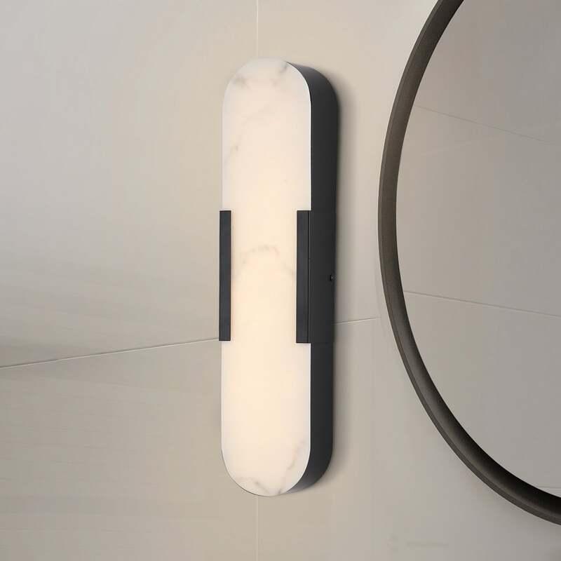 Searchlight LED Bad-Wandlampe Opaline Wandleuchte dimmbar schwarz 50cm IP44 - 5053423300764