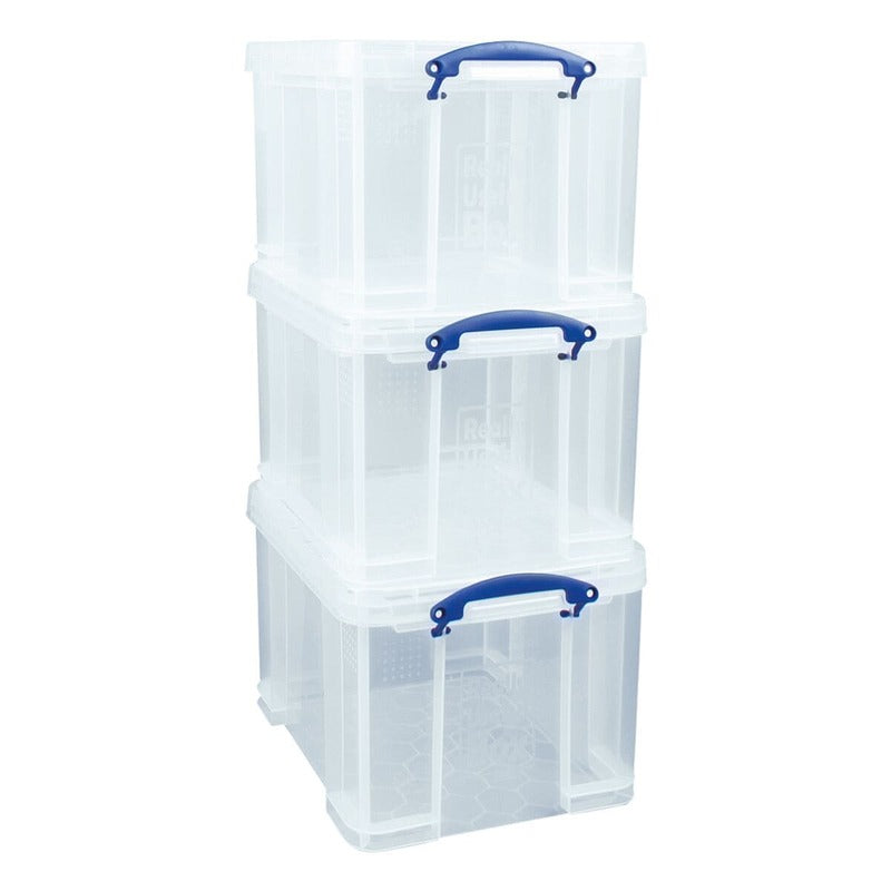 Really Useful Box 3er Set Ablagebox 35 L transparent stapelbar verstärkter Boden - 5060456653309