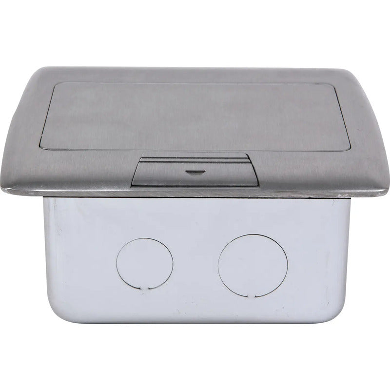Heitronic Fußboden-Einbausteckdose Steckdose 2-fach IP20 Silber 230V 16A 100mm - 4002940404623