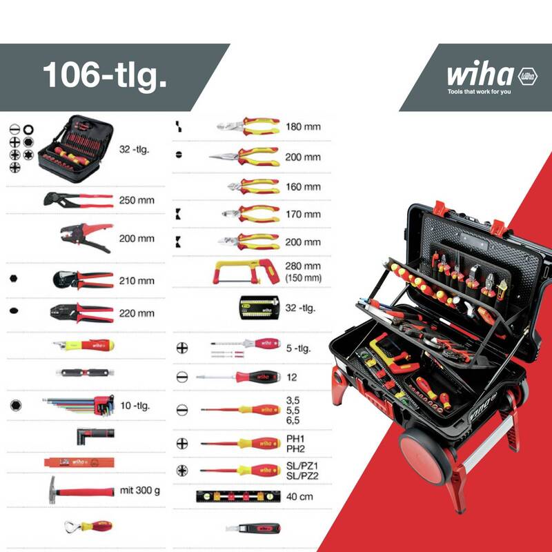 Wiha Werkzeugkoffer Handwerker 104-teilig Profi Set Elektriker schwarz 680x497mm - 4010995441289