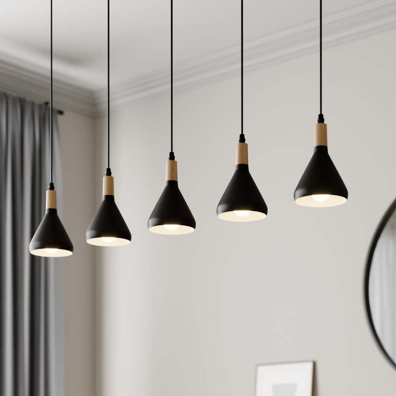 Lindby LED-Pendelleuchte Arina Hängeleuchte Deckenlampe Lampe Schwarz 5-flammig - 4251096547030