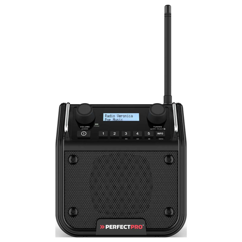 PerfectPro DPR2-18V DAB+ Baustellenradio 4W spritzwassergeschützt schwarz - 8719689465537
