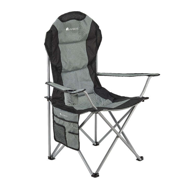 Campingstuhl Lido Klappstuhl gepolstert mit Getränkehalter grau 62x62x102cm - 4260565528784