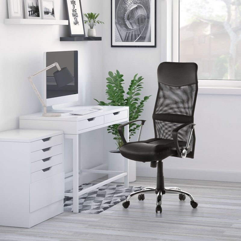 hjh OFFICE Bürostuhl Chefsessel Netz Kunstleder schwarz Drehstuhl ARTON 20 - 4260182533345