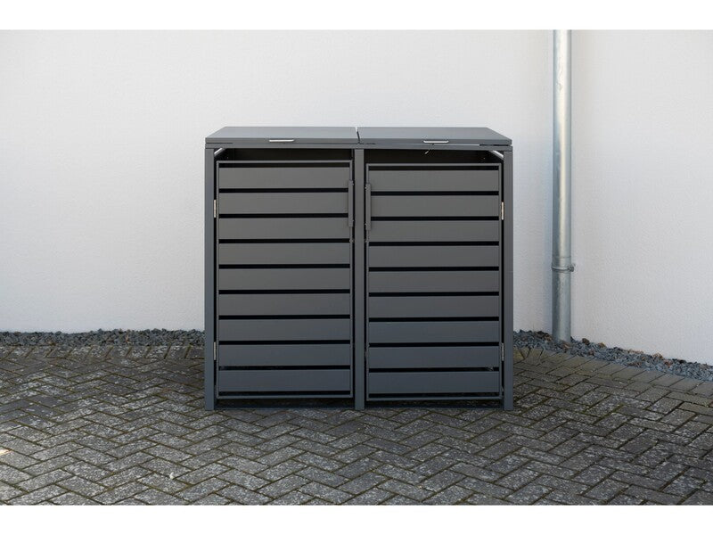 Westmann Mülltonnenbox Kubus 2x 240l Abdeckung Gartenbox Stahl anthrazit - 4260280775838