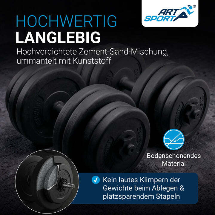 Kurzhantelset 40 kg Kurzhantel mit rutschfesten Griffen und Gewichten schwarz - 4260565525226