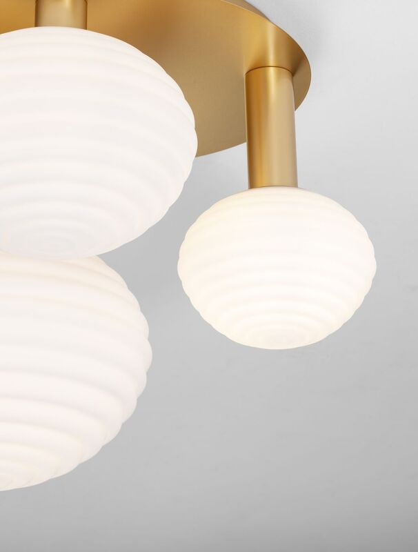 Nova Luce Deckenleuchte Deckenlampe ALLEN Gold Weiß E27 LED 3-fach dimmbar Glas - 5212017443267