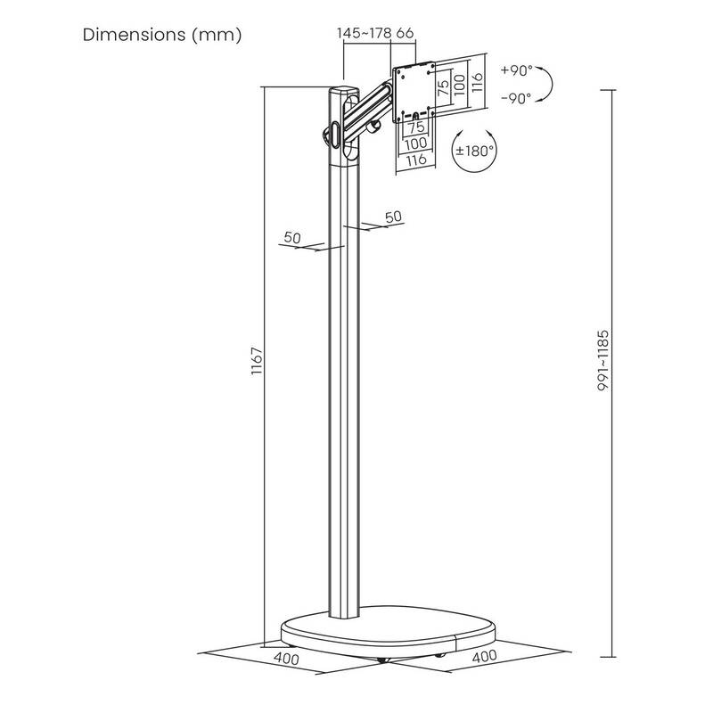 SPEAKA PROFESSIONAL SP-TVS-700 TV-Standfuß neigbar für 17"-35" Displays Weiß - 4064161393445