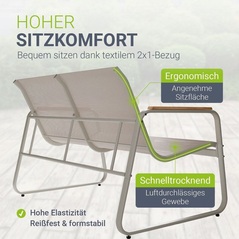 Gartenmöbelset Genua 4-teilig Sitzgruppe wetterfest Tisch Bank anthrazit sand - 4262437186788