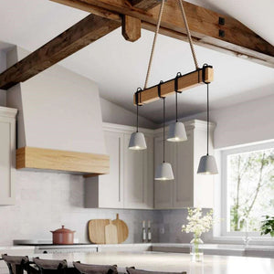 B-Ware Lucande Hakona Holz Hängeleuchte Pendelleuchte Deckenlampe Lampe 4 Betonschi616