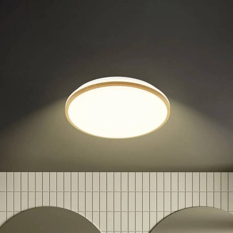 Briloner LED-Deckenleuchte Acorus Badezimmerleuchte weiß holzfarben IP44 33 cm - 4002707483939