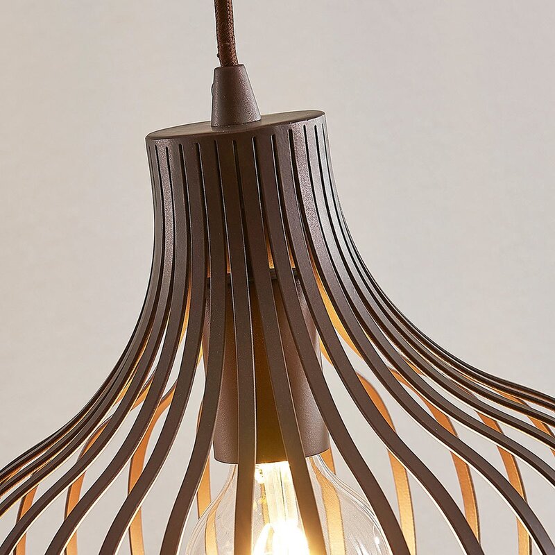Lindby Frances Hängeleuchte braun 1-fl. Ø 28 cm Hängeleuchte Pendelleuchte Lampe - 4251096551655