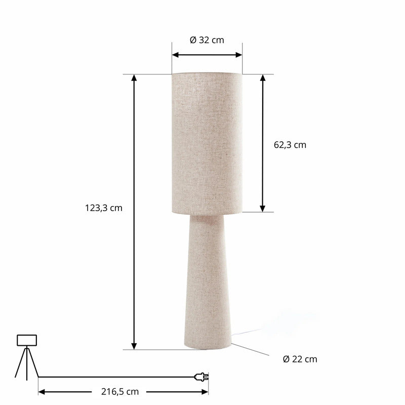 Lindby Stehleuchte Elfie LED Stehlampe Leuchte beige 124cm 2x E27 32cm - 0000010046320