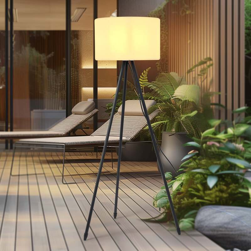 Lucande Terrassenleuchte Trivira LED Gartenlampe Außenleuchte 130cm weiß schwarz - 4251911764499