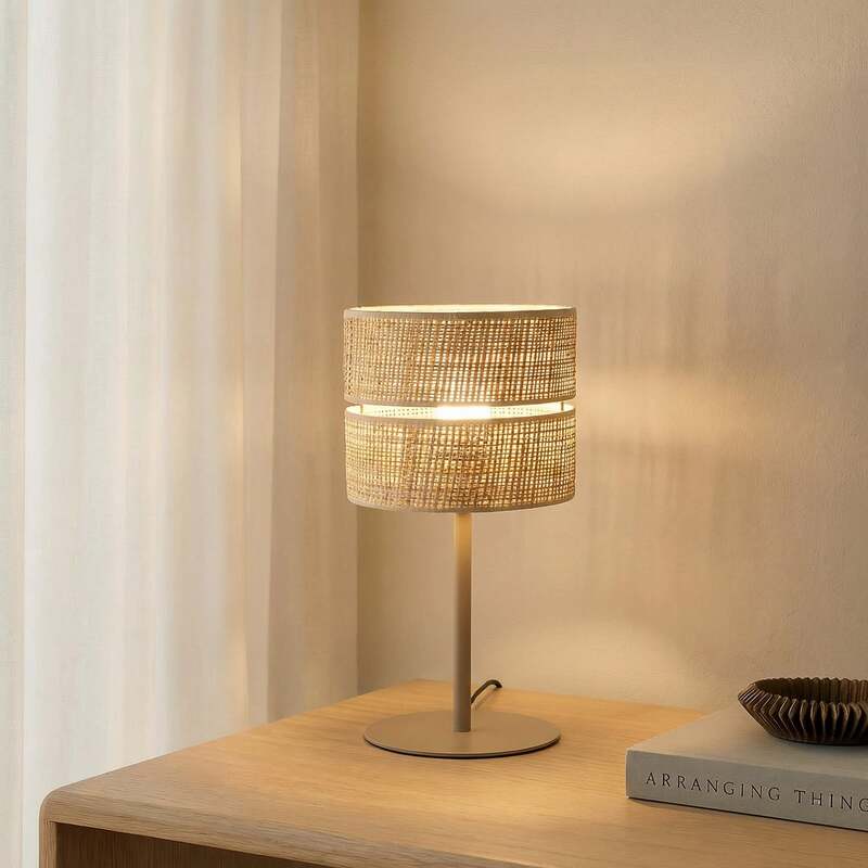 TK-Lighting Tischleuchte Lampe Calma LED Tischlampe beige 38cm E27 Leuchte - 5906135161782
