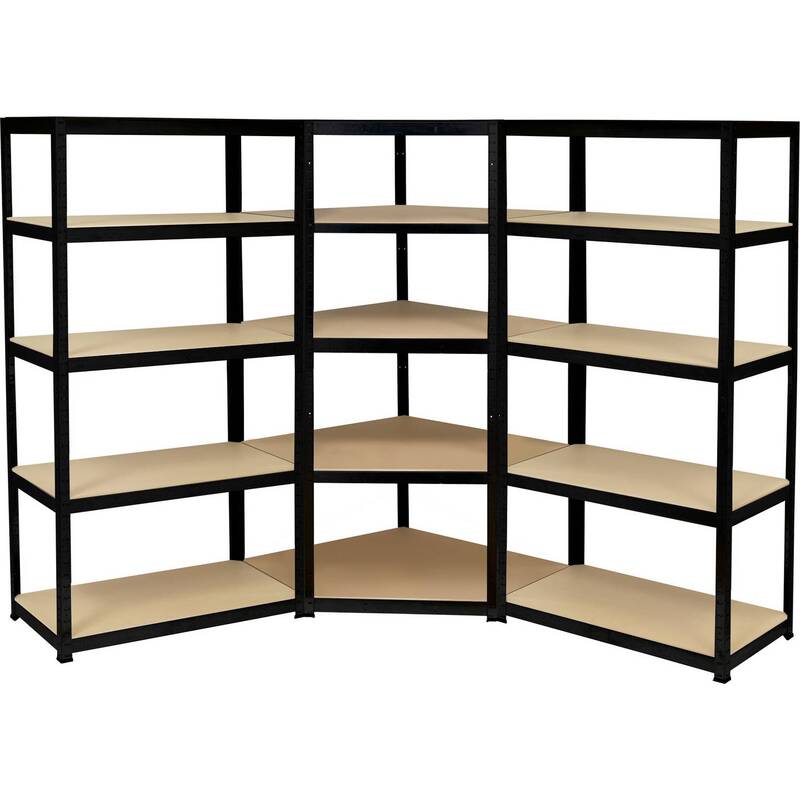 Toolcraft Lagerregal-Eckmodul Metall schwarz 70x70cm 5 Böden 175kg belastbar - 4064161293578