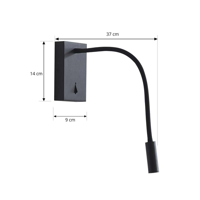 Lucande LED Wandleuchte Hetti schwarz Metall Leselampe Lampe 14cm hoch 240Lumen - 4251911779028