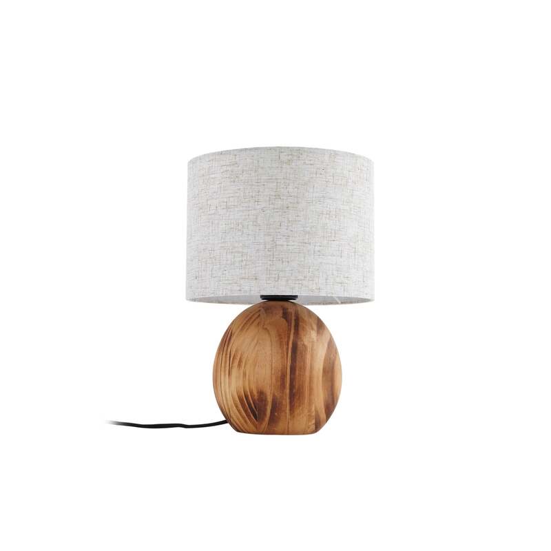 Lindby Tischleuchte Mayumi LED Lampe Leuchte Holz Textil E27 31cm hellgrau - 4251911798524