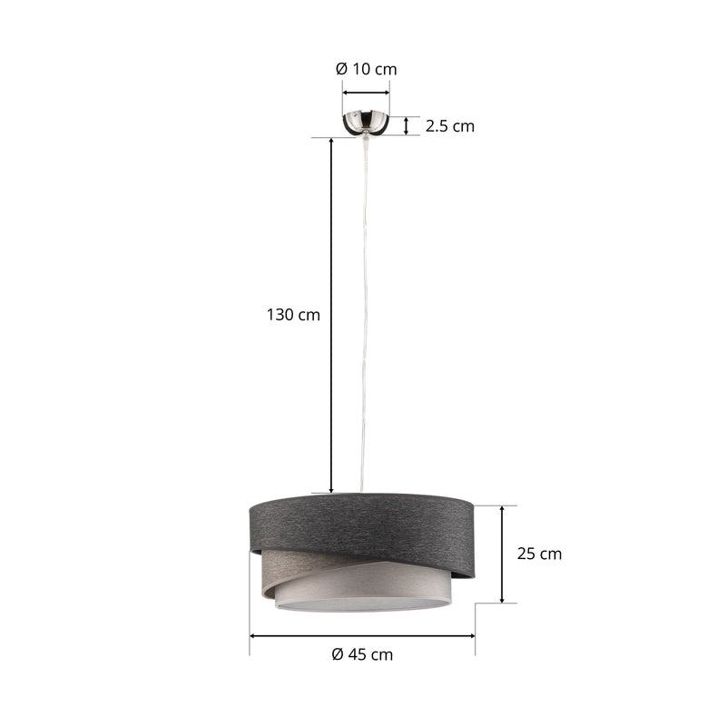 Kobo Hängeleuchte Pendelleuchte Lampe dimmbar graphit grau weiß 25cm Ø45cm - 5903689181464