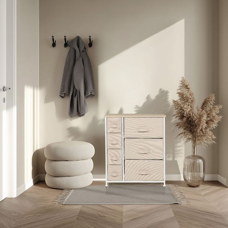 hjh LIVING FOLDRESS B - Kommode Sidebaord Schubladenkommode Möbel Schrank Beige - 4064323106227